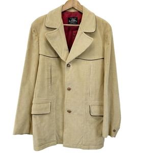 Vintage Brad Whitney The Cutlass Mens 44 Corduroy Blazer Tan Three Button
